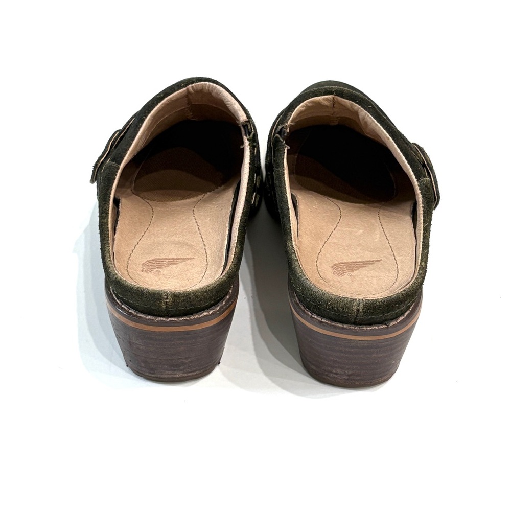 Red Wing Suede Leather Clogs Slip On Mules Block Heel Forest Green Sz 7B Boho - Picture 5 of 7